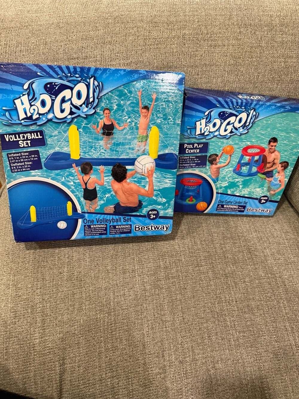 Bestway Inflatable Pool Volleyball Set and Pool Play Center Game Set Bundle